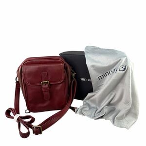 Minooy Naya Crossbody Travel Purse RFID Wallet Maroon Burgundy Box Dust Bag